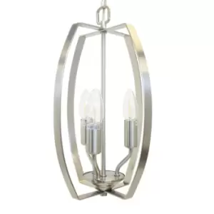 Image of Impex Alexis 3 Light Satin Nickel Wire Frame Pendant Ceiling Light