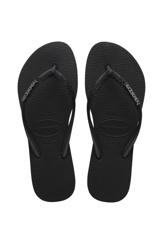 Image of Havaianas Slim Glitter II Flip Flops metallic Black Women 35/36 (2.5 to 3.5)