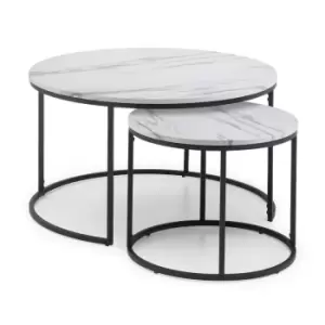 Image of Julian Bowen Bellini Set of 2 Round Nesting Coffee Tables White Marble Effect