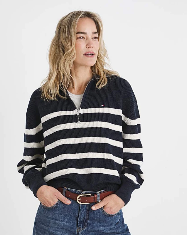 Image of Tommy Hilfiger Cardi Stitch Sweater Blue Female 5XL QJ37308