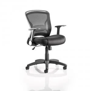 Image of Trexus Zeus Task Operator Chair With Arms Black Fabric Mesh Back Black