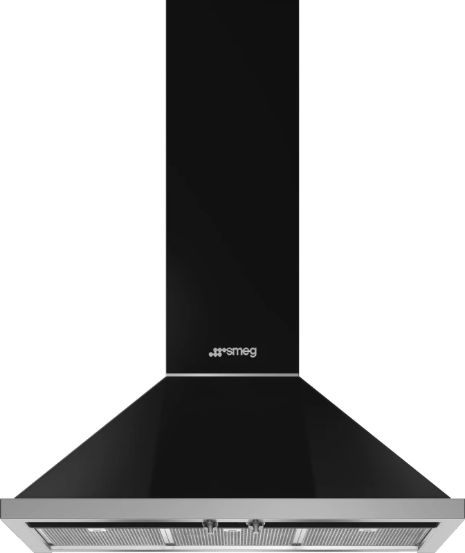 Image of Smeg Portofino KPF9BL 90cm Chimney Cooker Hood - Black