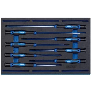 image of Draper Extra Long Precision Screwdriver Set In 1/4 Drawer EVA Insert Tray (8 Piece)