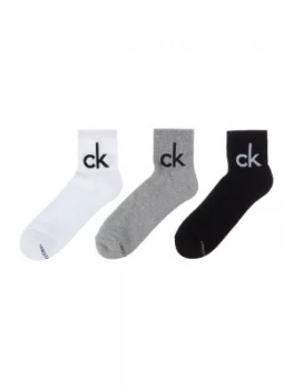 Mens Calvin Klein 3 pack logo quarter sock Multi Coloured