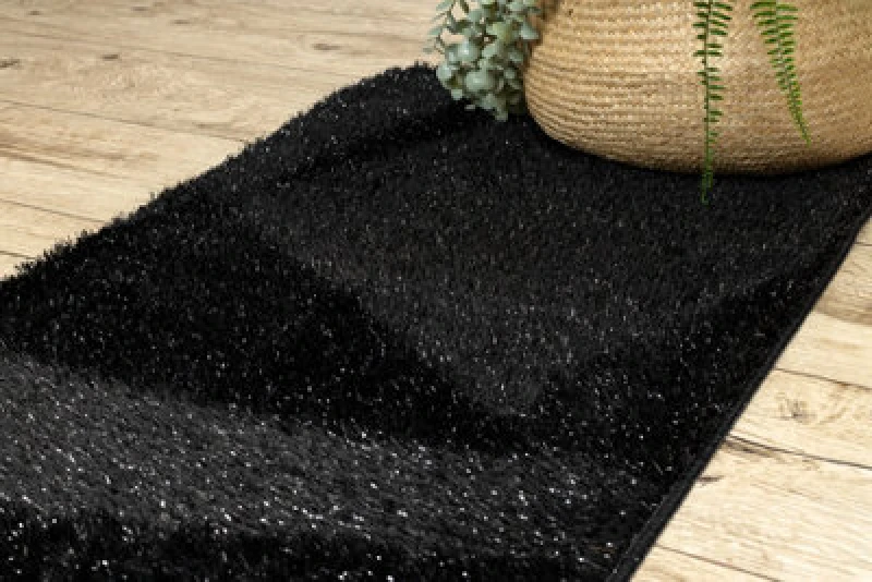 Image of RugsX Bathroom Rug Synergy, Glamour, Non-Slip, Soft - Lurex Black 50X80 Cm