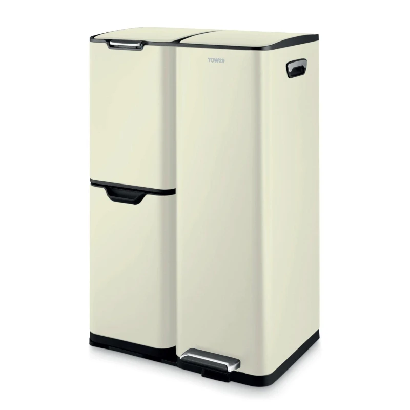 Image of Tower 60L Recycling Pedal Bin Bins Medium Cream 71420669390