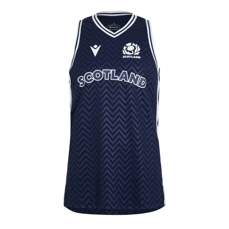 Image of Macron Scotland Rugby Union Vest 2024 Adults - Blue Blue S