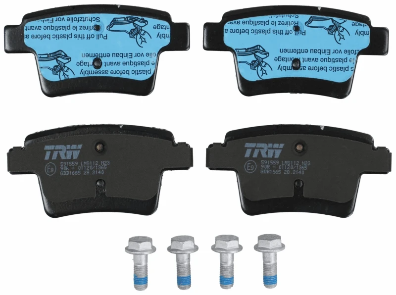 Image of TRW GDB1665 Brake pad set not prepared for wear warning indicator, with accessories, with brake caliper screws Brake Pad Set,disc brake (402)