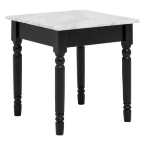 Image of White Marble Top Side Table with Black Frame