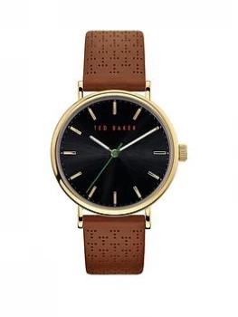 Ted Baker Blue Dial Brown Leather Strap Watch, One Colour, Men