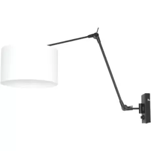 image of Sienna Prestige Chic Wall Lamp with Shade Matt Black, Chintz White