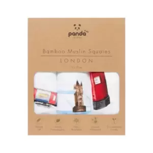 image of Panda 100% Bamboo Baby Muslin Square - London (3 pack)