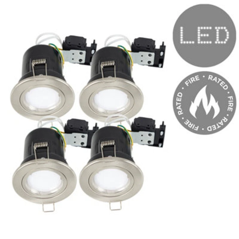 Image of ValueLights ValueLights Downlight Twist Fire Rated Ceiling Light Fitting 4 Pack in Silver Silver One Size Unisex 5016529056218