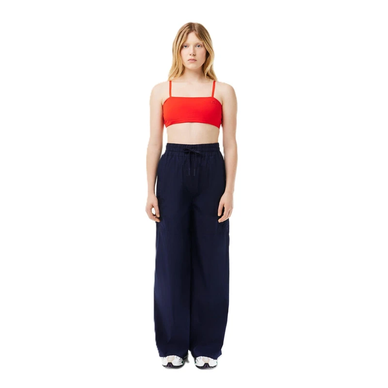 Image of Lacoste Womens Oversized Wide Leg Trousers Navy Blue female 6 (34)