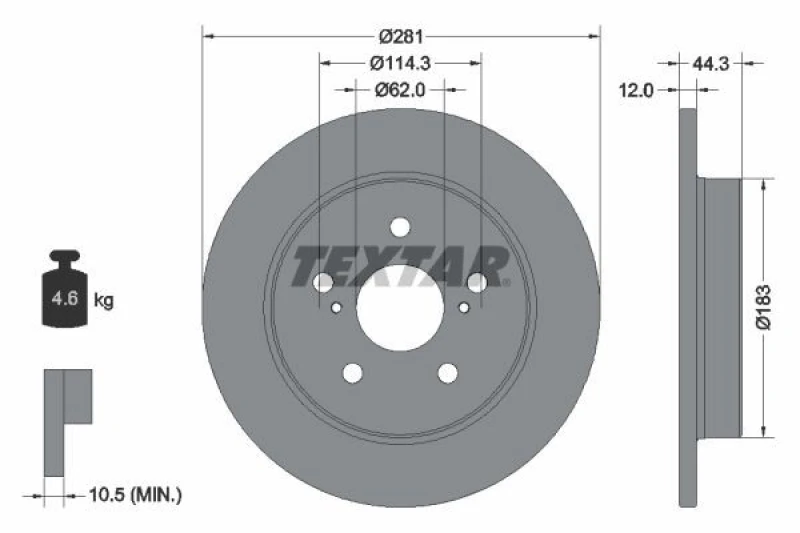 Image of Brake disc TEXTAR 92301403