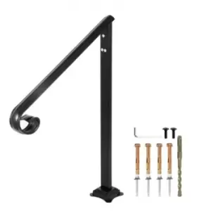 Image of VEVOR 1-2 Step Handrail, Black Steel Railing for Steps 330LBS Capacity Stair Handrail Baking Varnish Metal Handrail for Stairs Stylish Handrails for O