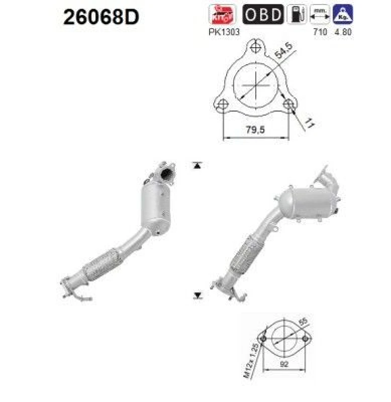 Image of AS Catalytic converter AS 26068D