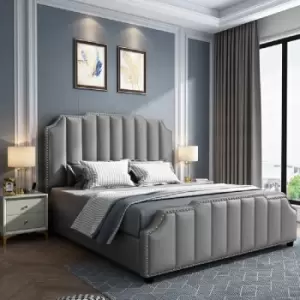 Image of Arnold Bed Double Plush Velvet Grey