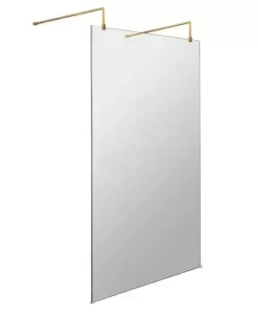 image of Hudson Reed 1100mm Wetroom Screen With Arms And Feet - Brushed Brass