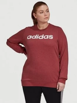 image of Adidas Essentials Linear Sweat - Plus Size, Red/White, Size 1X, Women