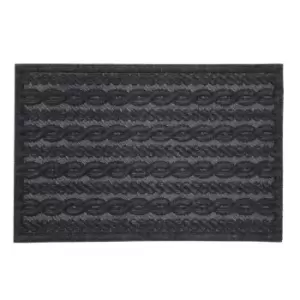 image of JVL Knit Design Scraper 40 x 60cm Charcoal Door Mat - Cabled