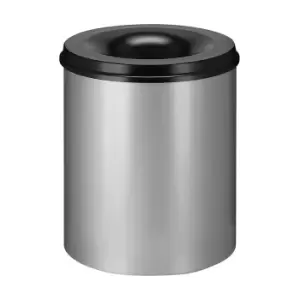 Image of Waste paper bin, self-extinguishing, capacity 80 l, HxØ 540 x 465 mm, body aluminium silver / extinguishing lid black
