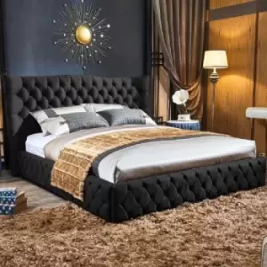 Image of Gerald Bed King Plush Velvet Black