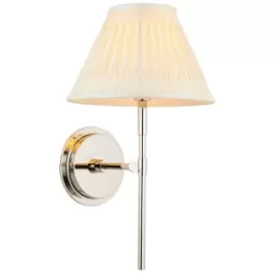 image of Endon Rennes & Chatsworth Wall Lamp with Shade Bright Nickel Plate & Ivory Silk