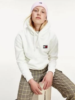 image of Tommy Jeans Badge Polar Fleece Hoodie - White