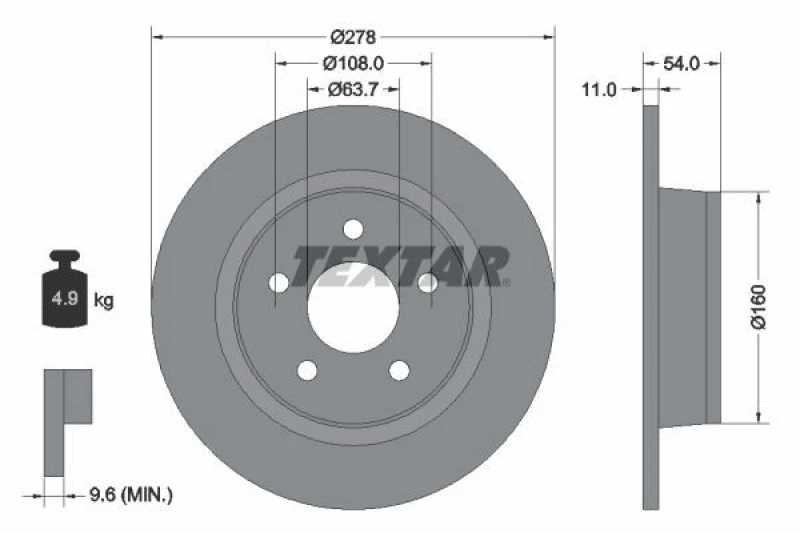 Image of Brake disc TEXTAR 92124903