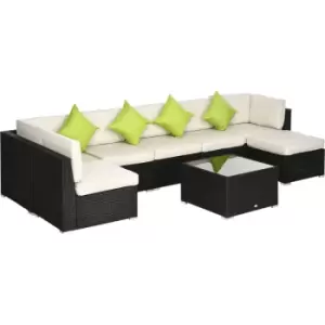 image of Outsunny 8 Pieces Patio Rattan Sofa Set Garden Furniture Set for Outdoor Black - Black