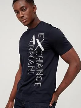 Image of Armani Exchange Large Logo T-Shirt &ndash; Navy Size M Men
