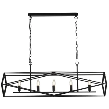 image of Searchlight CHASSIS - 5 Light Black Candle Ceiling Pendant