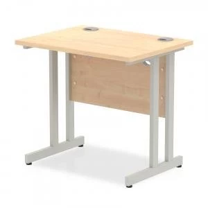 image of Trexus Desk Rectangle Cantilever Silver Leg 800x600mm Maple Ref