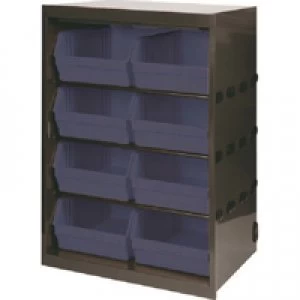 Image of Slingsby Metal Bin Cupboard With 8 Polypropylene Bins Dark Grey Black 371837