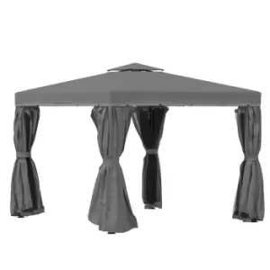 Image of Outsunny 3 X 3M Patio Gazebo Garden Shelter With Mosquito Netting - Dark Grey