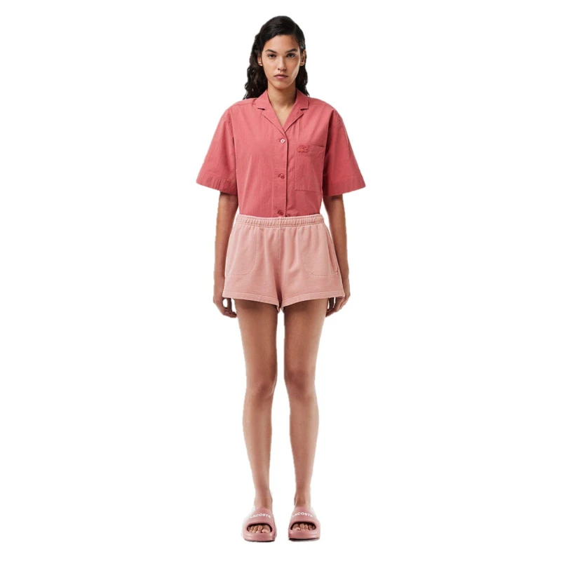 Image of Lacoste Womens Fleece Jogger Shorts Eco Pink female 8 (36)