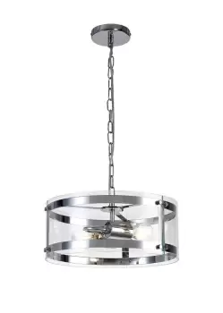 image of Cylindrical Ceiling Pendant, 2 Light E27, Polished Chrome