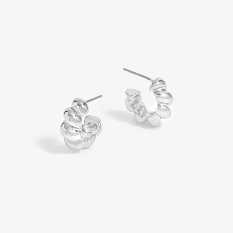Image of Inicio Silver Plated Twisted Polished Hoops - Gift Pouch Silver