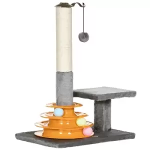 Image of PawHut 56cm Cat Tree for Indoor Cats Scratching Post w/ Cat Toys - Grey