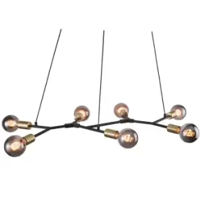 image of Josefine 7 Arm Pendant Ceiling Light Black, E27