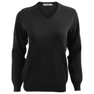 Image of Kustom Kit Ladies Arundel Long Sleeve V-Neck Sweater (12 UK) (Black)