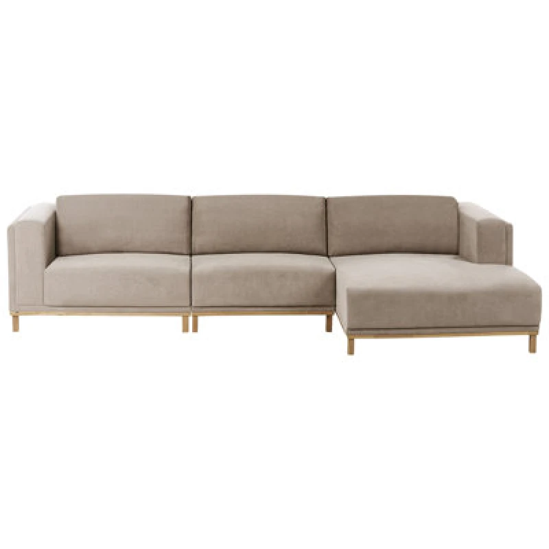 Image of Beliani Corner Sofa 5 Seater Veng Fabric Taupe Left Hand