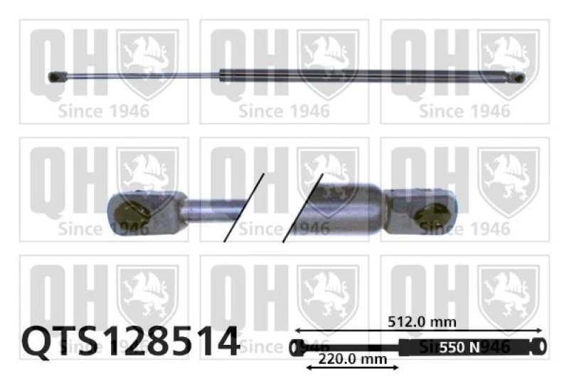 Image of QUINTON HAZELL Tailgate strut QUINTON HAZELL QTS128514