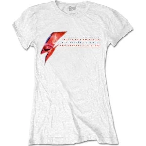 image of David Bowie - Aladdin Sane Eye Flash Womens Large T-Shirt - White