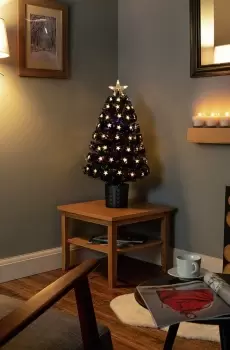 Image of Premier Decorations 2.6ft LED Fibre Optic Tree - Black