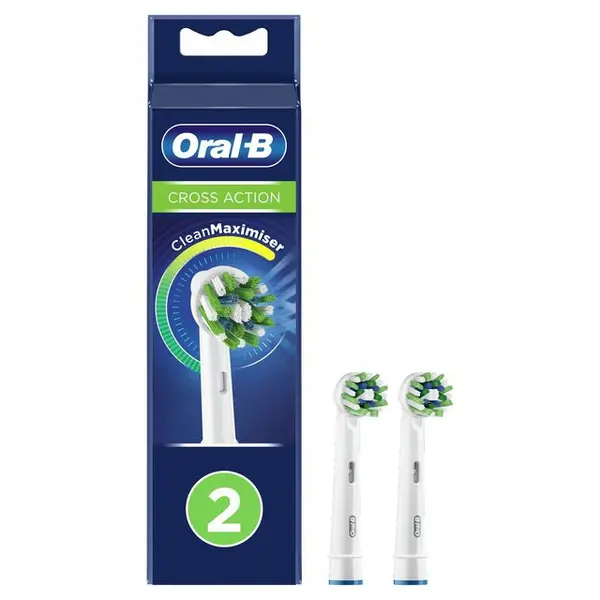 image of Oral B Cross Action Electric Toothbrush Replacement Heads 2Pcs