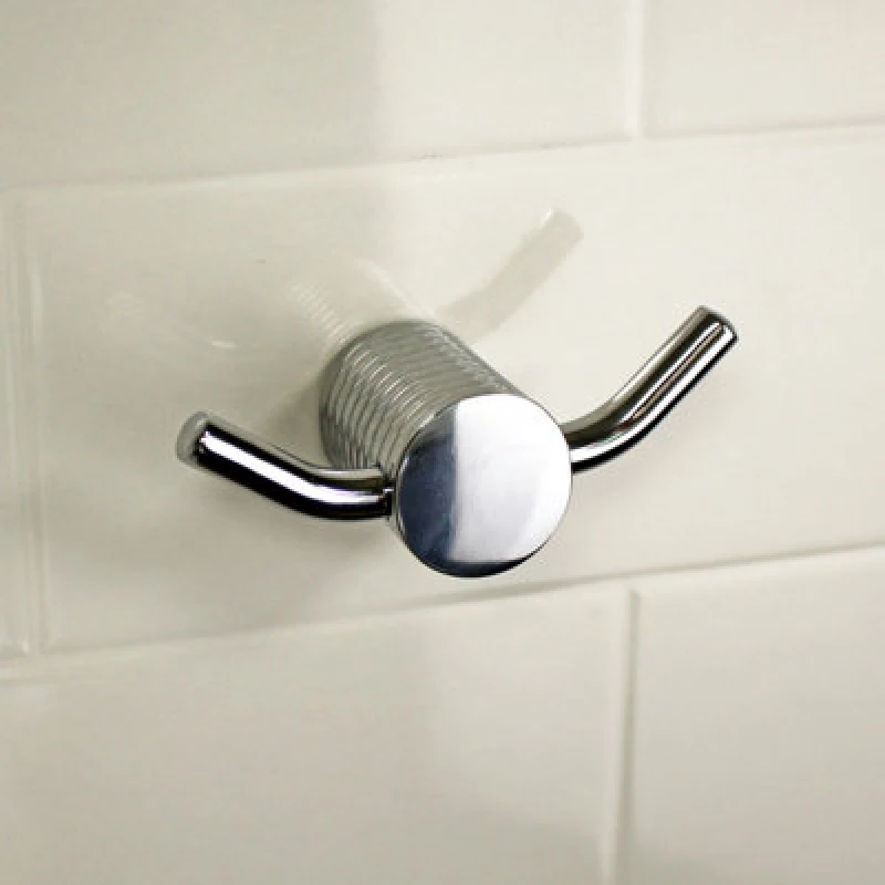 Image of Showerdrape Vitality Chrome Stainless Steel Wall Mounted Double Robe Hook Silver