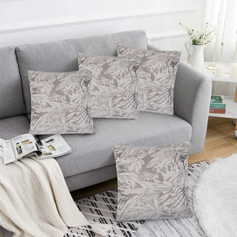 Image of Alan Symonds Botanic Floral Soft Chenille Cushion Set of 4 Silver unisex 45x45cm