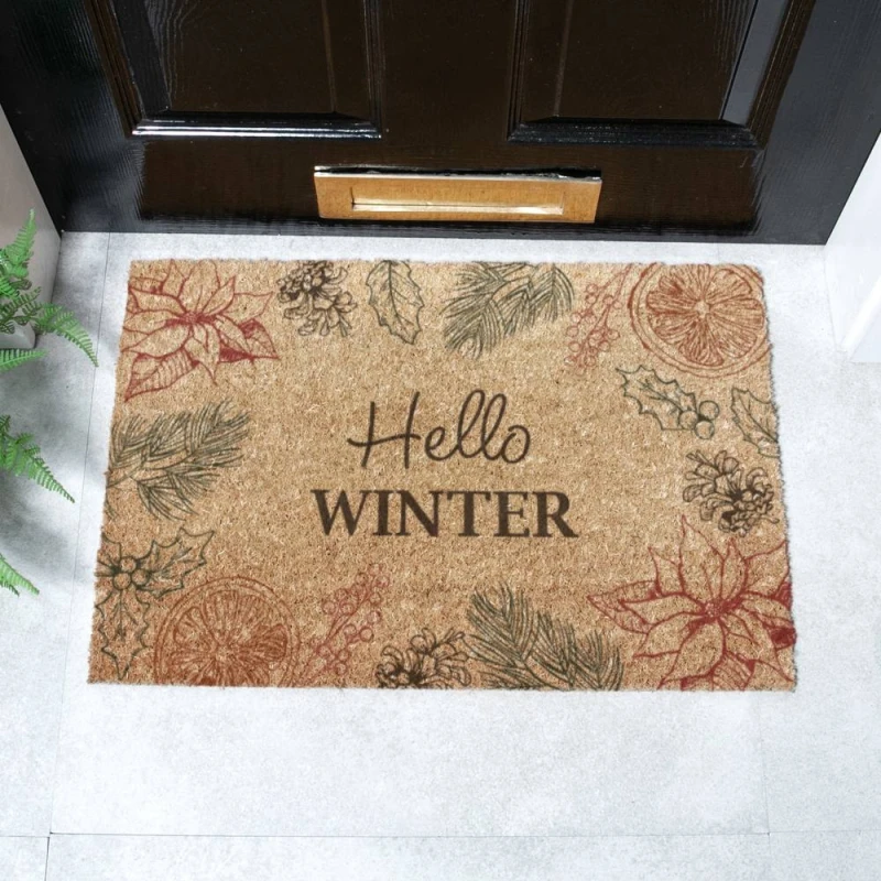Image of Artsy Mats Hello Winter Doormat, Brown 6040W-HELLOWINT